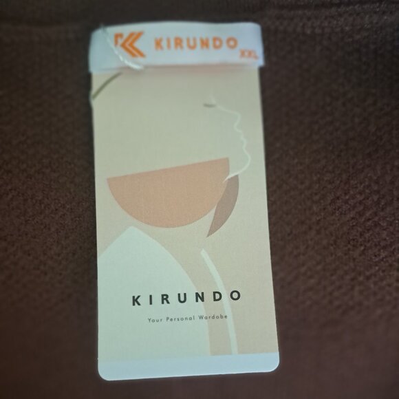 KIRUNDO Brown Cardigan Sweater Open Front Warm Thick Midi Length Size XXL NWT - Picture 9 of 10